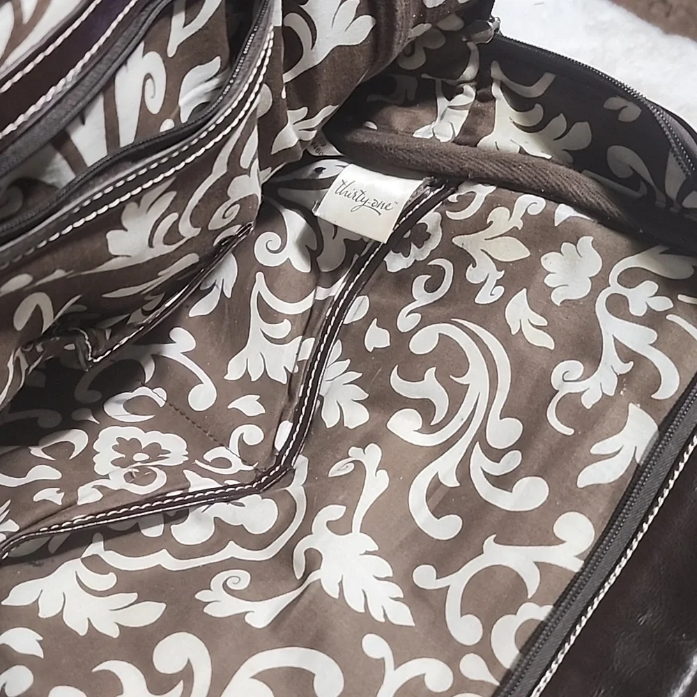 THIRTY-ONE  DARK BROWN  LEATHER EXTERIOR SHOULDER BAG 👜  PURSE. - Picture 7 of 9
